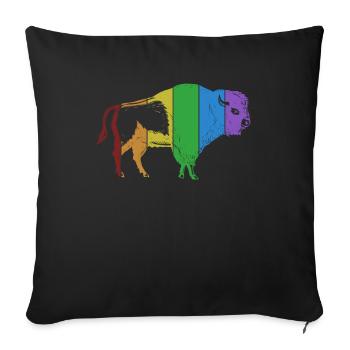 Bison LGBT Rainbow Buffalo Bovinae American Bison - Sofa pillowcase 17,3'' x 17,3'' (45 x 45 cm) - black - Front