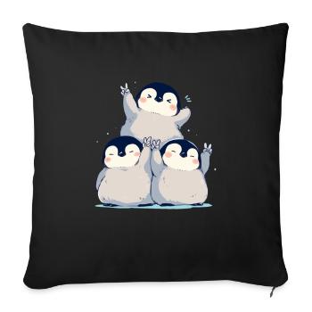 Penguin Peace Kawaii Penguin Cute - Sofa pillowcase 17,3'' x 17,3'' (45 x 45 cm) - black - Front