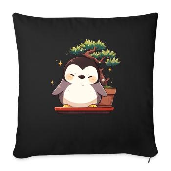 Penguin Bonsai Japanese Penguin Cute - Sofa pillowcase 17,3'' x 17,3'' (45 x 45 cm) - black - Front