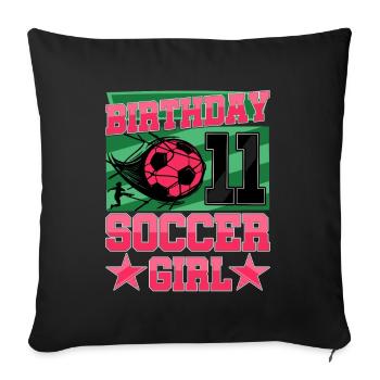 11e anniversaire Fille Soccer 11 ans Cadeaux - Housse de coussin décorative 45 x 45 cm - noir - Devant