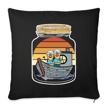 Cacahuètes Cacahuètes Bateau Bateau Voyage Marins - Housse de coussin décorative 45 x 45 cm - noir - Devant