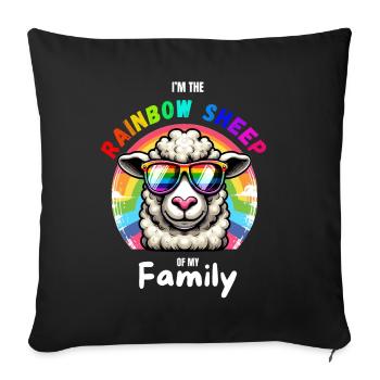 LGBTQ Sheep Pride Month Gay Parade Rainbow Fun - Housse de coussin décorative 45 x 45 cm - noir - Devant