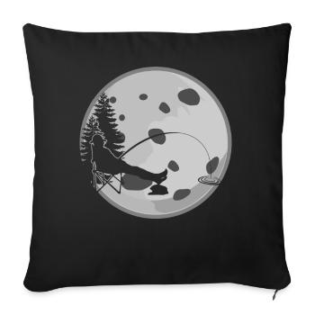 Canne à pêche Pike Fisherman Moorer Fish - Housse de coussin décorative 45 x 45 cm - noir - Devant