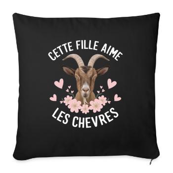 Juste Une Fille Qui Aime Les Chèvres Humour - Housse de coussin décorative 45 x 45 cm - noir - Devant