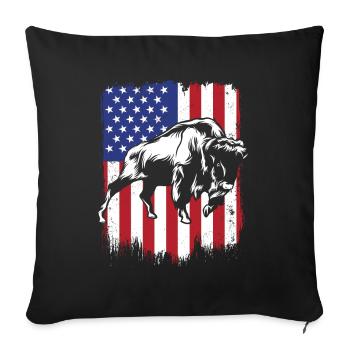 Bison Drapeau américain Buffalo Bovinae Américain - Housse de coussin décorative 45 x 45 cm - noir - Devant