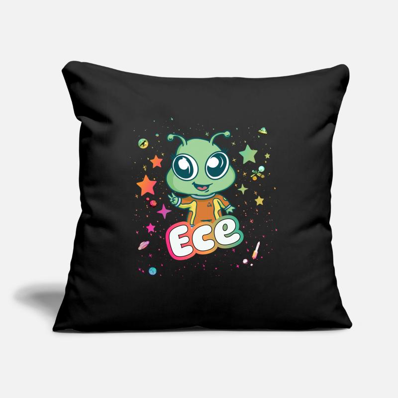ECE - Schöner Mädchen Name mit süßem Alien Sofakissenbezug 45 x 45 cm