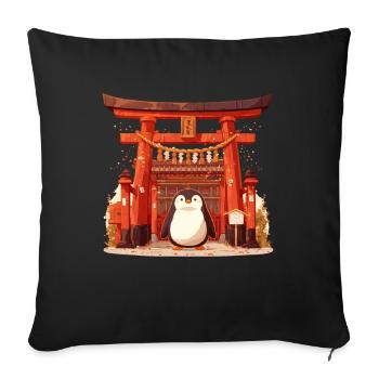 Penguin Torii Gate Japanese Penguin Cute - Sofa pillowcase 17,3'' x 17,3'' (45 x 45 cm) - black - Front
