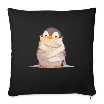 Pingouin Momie Halloween Pingouin Mignon - Housse de coussin décorative 45 x 45 cm - noir - Devant