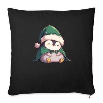 Pingouin Elfe Pingouin de Noël Mignon - Housse de coussin décorative 45 x 45 cm - noir - Devant