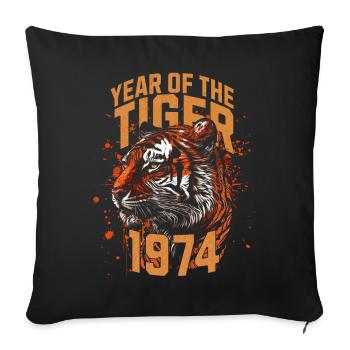 1974 - Year of the Tiger - Chinese Zodiac - Sofa pillowcase 17,3'' x 17,3'' (45 x 45 cm) - black - Front