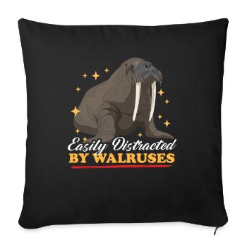Walross Walrus Walrosse Walroß Geschenk - Sofakissenbezug 45 x 45 cm - Schwarz - Vorne