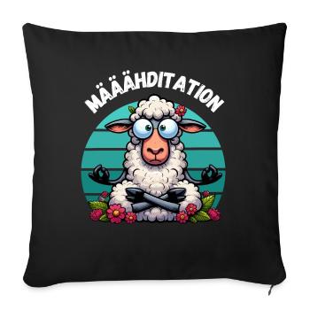 Méditation Yoga Mouton Lotus Pose Drôle Professeur de Yoga - Housse de coussin décorative 45 x 45 cm - noir - Devant