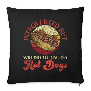 Hot Dog Adulte Rétro Vintage - Housse de coussin décorative 45 x 45 cm - noir - Devant