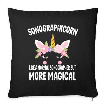Sonographicorn like a normal Sonographist gifts - Sofa pillowcase 17,3'' x 17,3'' (45 x 45 cm) - black - Front
