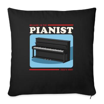 Piano Pianiste Piano Cadeau Piano - Housse de coussin décorative 45 x 45 cm - noir - Devant