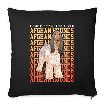 Cadeau de propriétaire de chien lévrier afghan - Housse de coussin décorative 45 x 45 cm - noir - Devant