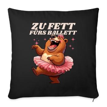 Ours Ballet Ballet Jupe Drôle Auto-ironie - Housse de coussin décorative 45 x 45 cm - noir - Devant