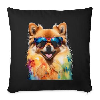 Pomeranian Pomeranian Sunglasses Dog Print - Sofa pillowcase 17,3'' x 17,3'' (45 x 45 cm) - black - Front