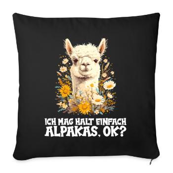 Alpaca Alpacas Alpaca - Sofa pillowcase 17,3'' x 17,3'' (45 x 45 cm) - black - Front