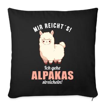 Alpaca Alpacas Alpaca - Sofa pillowcase 17,3'' x 17,3'' (45 x 45 cm) - black - Front