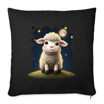 Design de t-shirt à imprimé animal avec un mouton mignon - Housse de coussin décorative 45 x 45 cm - noir - Devant