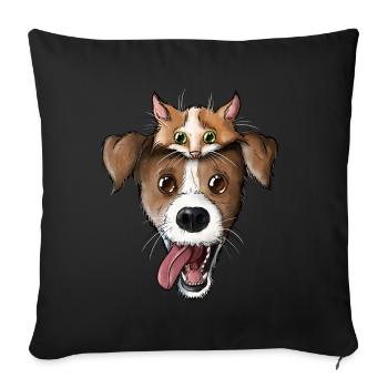 Dog Cat Face 2 - Sofa pillowcase 17,3'' x 17,3'' (45 x 45 cm) - black - Front