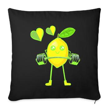 Lemon Weight Exercise Weight GYM Exercise Muscles - Sofa pillowcase 17,3'' x 17,3'' (45 x 45 cm) - black - Front