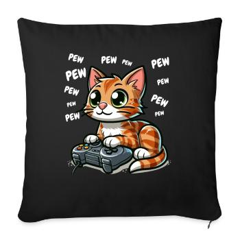 Video Game Gamer Zocken Katze Pew Computer Lustig - Sofakissenbezug 45 x 45 cm - Schwarz - Vorne