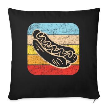 Hot Dog Adulte Rétro Vintage - Housse de coussin décorative 45 x 45 cm - noir - Devant