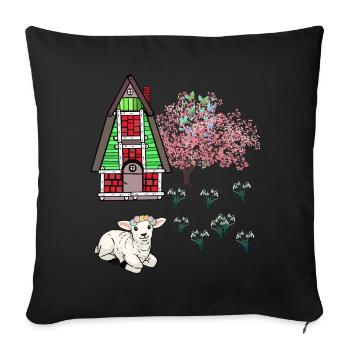 Happy Easter Lamb Schaff Easter Nature Spring - Sofa pillowcase 17,3'' x 17,3'' (45 x 45 cm) - black - Front