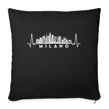 Heartbeat Skyline Italy Milan-Milano - Sofa pillowcase 17,3'' x 17,3'' (45 x 45 cm) - black - Front
