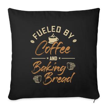 Alimenté par le café et la cuisson de la pâte à pain - Housse de coussin décorative 45 x 45 cm - noir - Devant