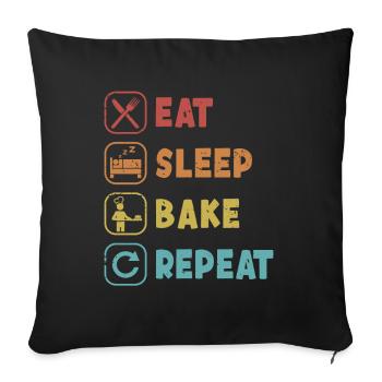 Mangez, dormez, faites cuire la pâte à pain Repeat, machine à pain - Housse de coussin décorative 45 x 45 cm - noir - Devant