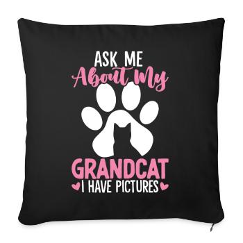 Demandez-moi sur les chats drôles de grand-mère chaton - Housse de coussin décorative 45 x 45 cm - noir - Devant