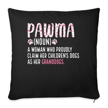 Pawma Drôle Définition Chien Grand-mère Chiot Grand-chien - Housse de coussin décorative 45 x 45 cm - noir - Devant