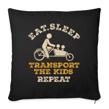 Eat Sleep Repeat Cargo Bike - Sofa pillowcase 17,3'' x 17,3'' (45 x 45 cm) - black - Front