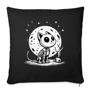 Happy Halloween Katze Vollmond Skelett Lustig - Sofakissenbezug 45 x 45 cm - Schwarz - Vorne