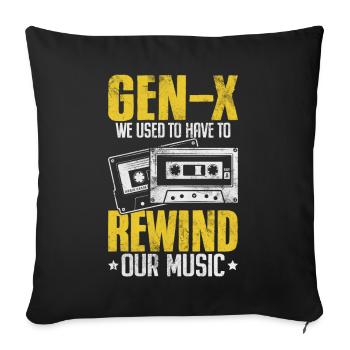 Funny Generation X Music Rewind Xennials Gen X - Housse de coussin décorative 45 x 45 cm - noir - Devant