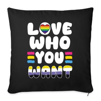 Gender Lesbians, Gays, Trans, Queer Rainbow - Sofa pillowcase 17,3'' x 17,3'' (45 x 45 cm) - black - Front