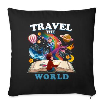 Travel The World Outfit World Travel Wanderlust Travel - Sofa pillowcase 17,3'' x 17,3'' (45 x 45 cm) - black - Front