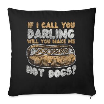 Hot Dog Adulte Vintage Si J’Appelle - Housse de coussin décorative 45 x 45 cm - noir - Devant