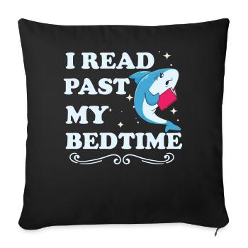 I read after bedtime reading shark - Sofa pillowcase 17,3'' x 17,3'' (45 x 45 cm) - black - Front