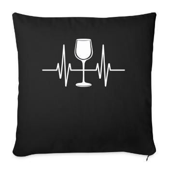 Battement de cœur en verre à vin pour les amateurs de vin - Housse de coussin décorative 45 x 45 cm - noir - Devant