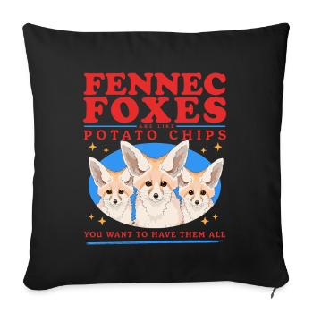 Fennec Renards du désert Renards Cadeaux - Housse de coussin décorative 45 x 45 cm - noir - Devant