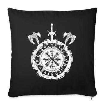 Force et style nordiques Vegvisir Viking - Housse de coussin décorative 45 x 45 cm - noir - Devant
