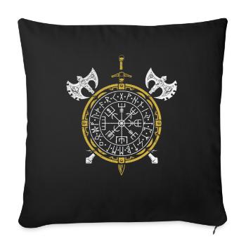 Force et style nordiques Vegvisir Viking - Housse de coussin décorative 45 x 45 cm - noir - Devant
