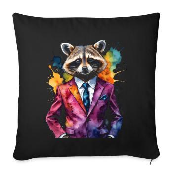 Costume de raton laveur Imprimé de conception animale colorée - Housse de coussin décorative 45 x 45 cm - noir - Devant