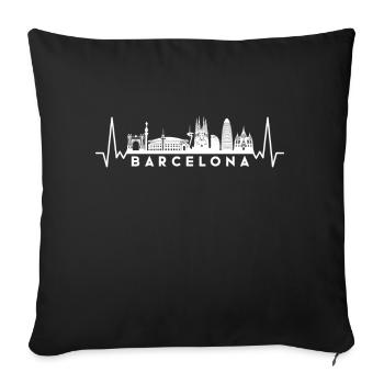 Heartbeat Skyline Espagne-Barcelone - Housse de coussin décorative 45 x 45 cm - noir - Devant
