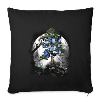 Papillons mystiques de la forêt animaux de la forêt printanière - Housse de coussin décorative 45 x 45 cm - noir - Devant