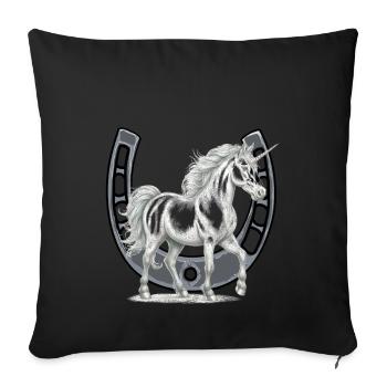 Fer à cheval Licorne Licornes Cheval Chevaux - Housse de coussin décorative 45 x 45 cm - noir - Devant
